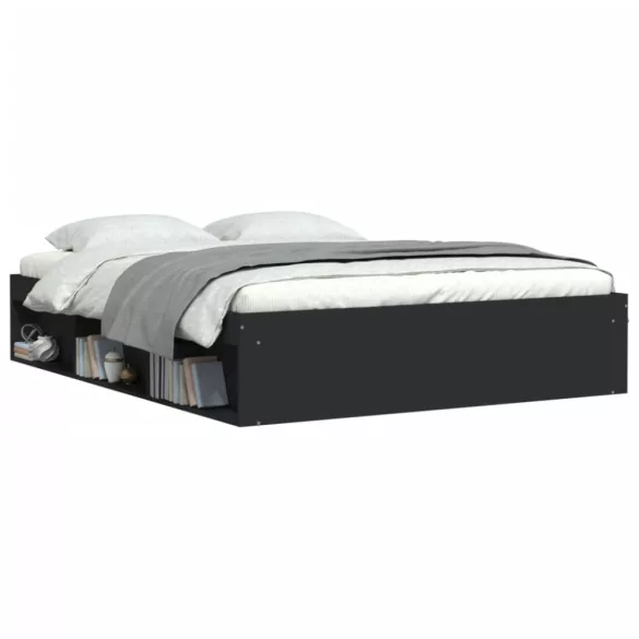 fekete ágykeret 140 x 200 cm