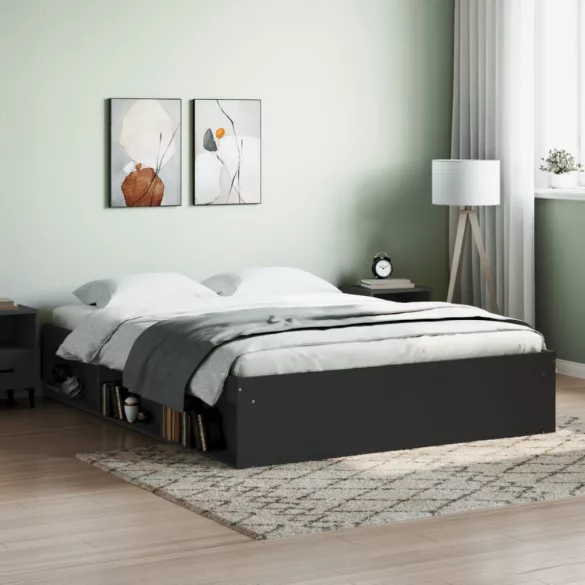 fekete king size ágykeret 150 x 200 cm