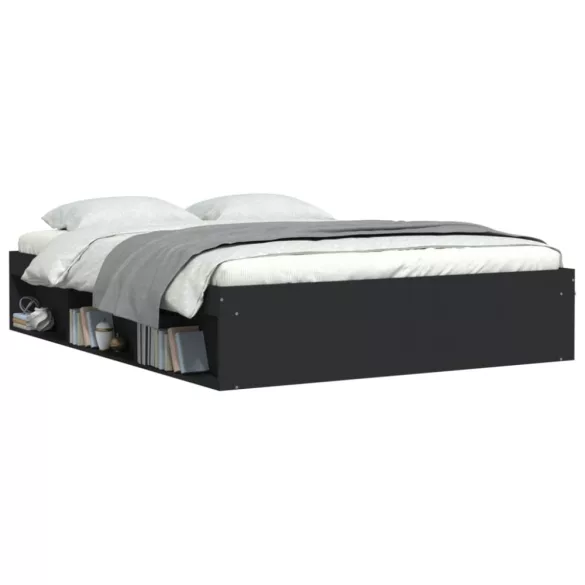 fekete ágykeret 160 x 200 cm