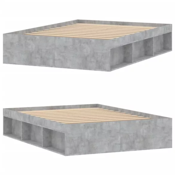 betonszürke franciaágykeret 135 x 190 cm