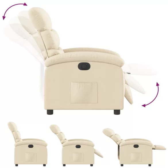 krémszínű szövet elektromos dönthető fotel