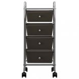 4 fiókos mozgatható fekete műanyag tárolókocsi