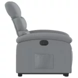 elektromos felállást segítő világosszürke szövet dönthető fotel
