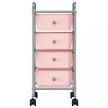 4 fiókos mozgatható rózsaszín műanyag tárolókocsi