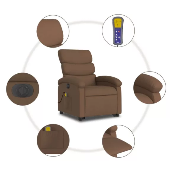 barna szövet dönthető elektromos álló masszázsfotel