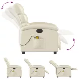 krémszínű műbőr elektromos dönthető masszázsfotel