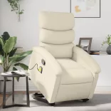 krémszínű műbőr dönthető masszázs- és állófotel