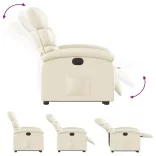 elektromos krémszínű műbőr felállást segítő dönthető fotel