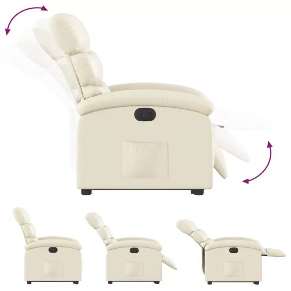 elektromos krémszínű műbőr felállást segítő dönthető fotel