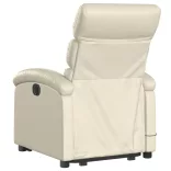 elektromos krémszínű műbőr felállást segítő masszázsfotel