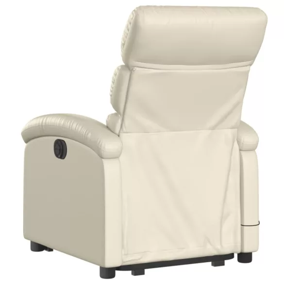 elektromos krémszínű műbőr felállást segítő masszázsfotel