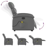 elektromos szürke műbőr felállást segítő dönthető masszázsfotel