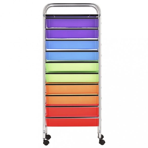 XXL 15 fiókos mozgatható többszínű műanyag tárolókocsi