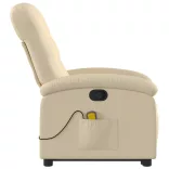 krémszínű szövet felállást segítő dönthető masszázsfotel