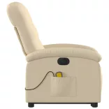 krémszínű szövet dönthető elektromos álló masszázsfotel