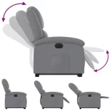 elektromos felállást segítő világosszürke szövet dönthető fotel