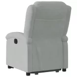 elektromos felállást segítő világosszürke bársony fotel