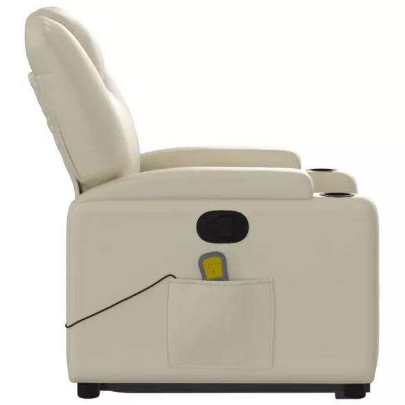 krémszínű műbőr dönthető masszázs- és állófotel