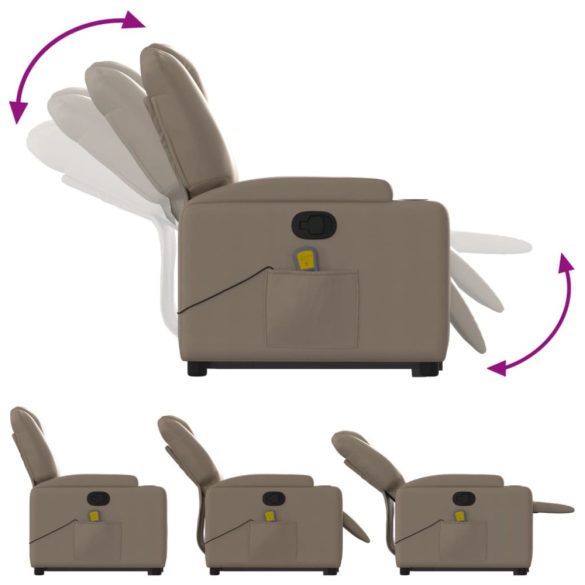 cappuccino műbőr dönthető masszázs- és állófotel