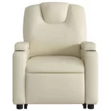 elektromos krémszínű műbőr felállást segítő masszázsfotel