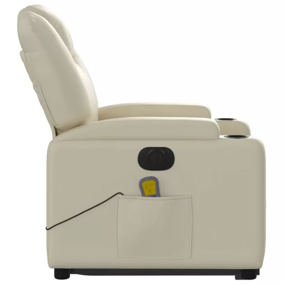 elektromos krémszínű műbőr felállást segítő masszázsfotel