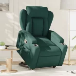 sötétzöld szövet felállást segítő dönthető fotel