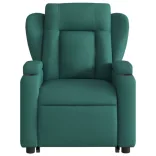 sötétzöld szövet dönthető masszázs- és állófotel