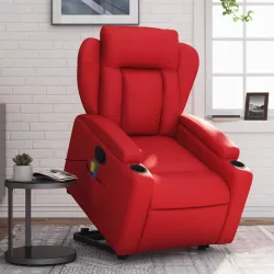 piros műbőr dönthető masszázs- és állófotel