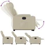 elektromos krémszínű műbőr felállást segítő dönthető fotel