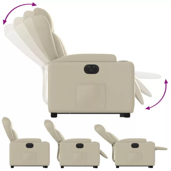 elektromos krémszínű műbőr felállást segítő dönthető fotel