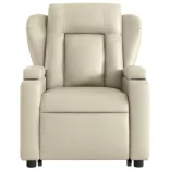 elektromos krémszínű műbőr felállást segítő dönthető fotel