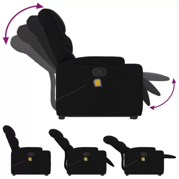 fekete szövet dönthető masszázs- és állófotel