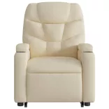 krémszínű szövet felállást segítő dönthető masszázsfotel