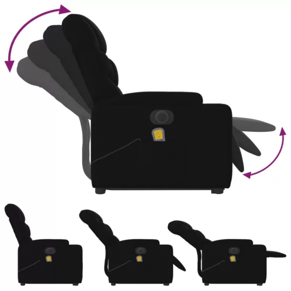 fekete szövet dönthető elektromos álló masszázsfotel