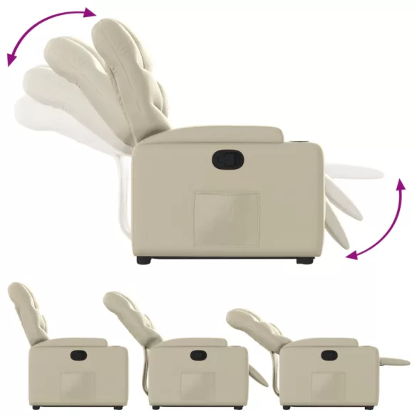 krémszínű műbőr felállást segítő dönthető fotel