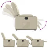 elektromos krémszínű műbőr felállást segítő dönthető fotel