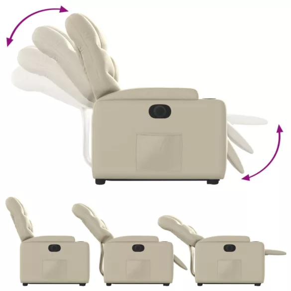 elektromos krémszínű műbőr felállást segítő dönthető fotel