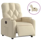 krémszínű szövet elektromos dönthető fotel
