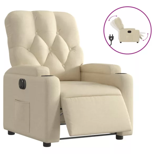 krémszínű szövet elektromos dönthető fotel