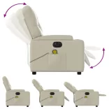 krémszínű műbőr elektromos dönthető masszázsfotel