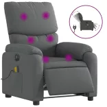 sötétszürke szövet dönthető elektromos masszázsfotel