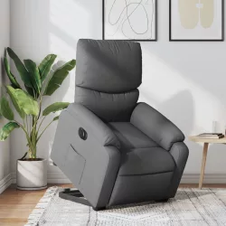   elektromos felállást segítő sötétszürke szövet dönthető fotel