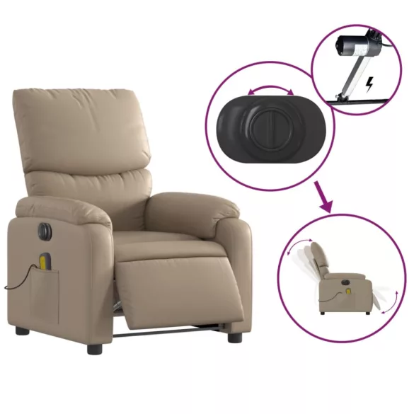 kávészínű műbőr elektromos dönthető masszázsfotel