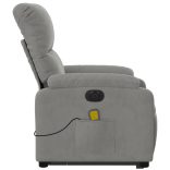 világosszürke mikroszálas szövet elektromos álló masszázsfotel