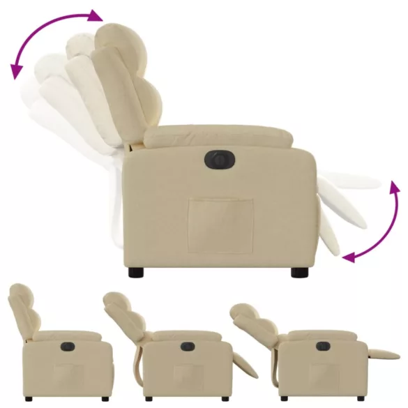 krémszínű szövet elektromos dönthető fotel