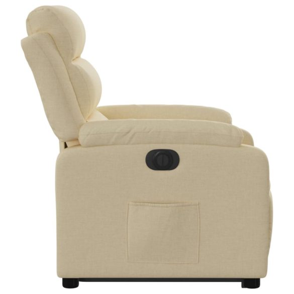 elektromos felállást segítő krémszínű szövet dönthető fotel