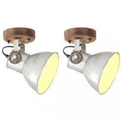   2 db ezüstszínű ipari fali-/mennyezeti lámpa 20 x 25 cm E27