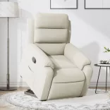 krémszínű bársony felállást segítő dönthető fotel