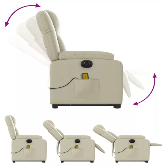 elektromos krémszínű műbőr felállást segítő masszázsfotel