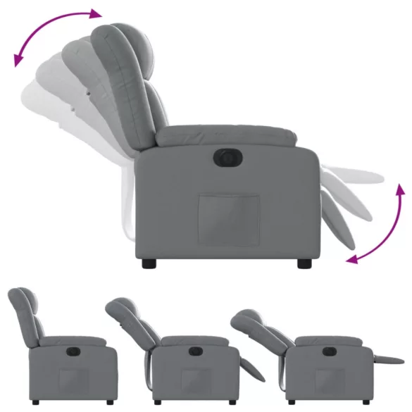 szürke műbőr elektromos dönthető fotel